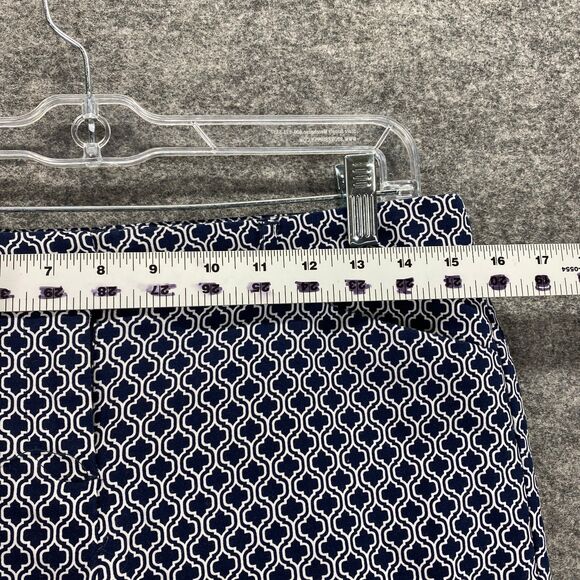 Adrienne Vittadini Chino Pants Women 4 White Blue Printed High Rise Straight - Picture 8 of 11
